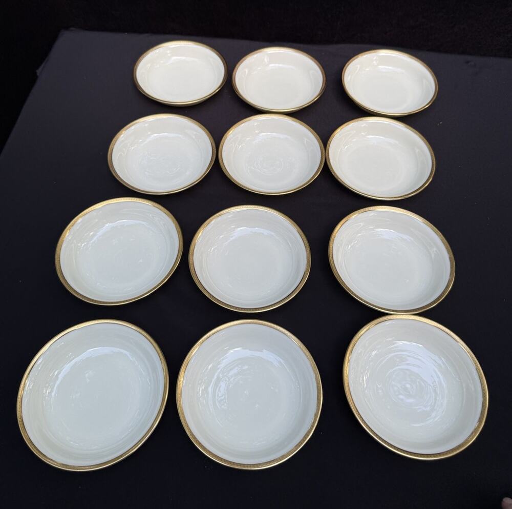 Vintage Lenox S-62 Set Of 12 Ivory and Gold 5.5” Dessert Small Bowl EUC!